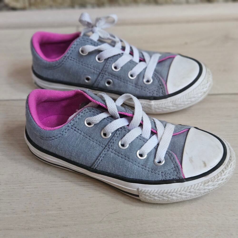 Converse All Star Chuck Taylor Low Top Heathered Grey Pink Sneakers Girls 11